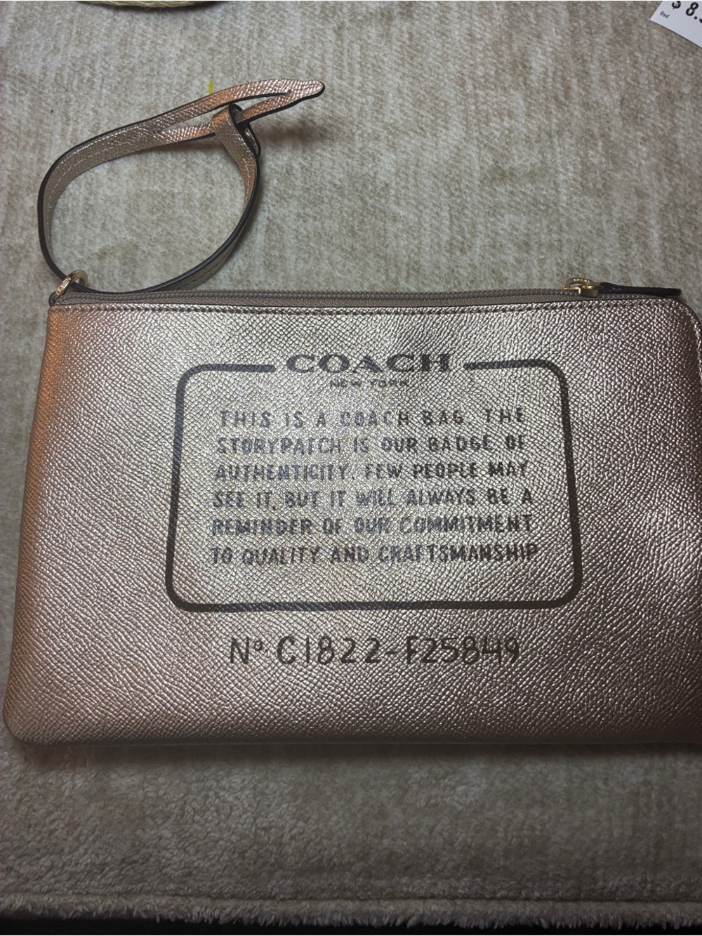 Coach Metallic Rose Gold Wristlet Pouch